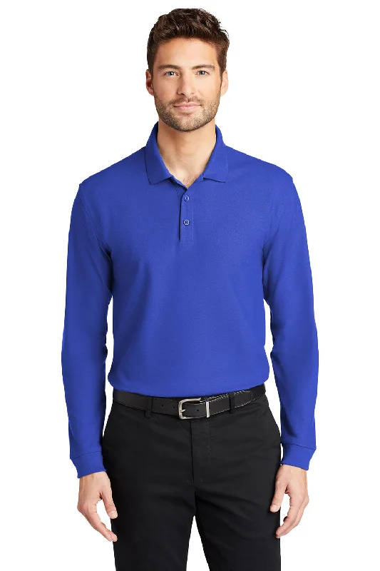 Port Authority Mens Core Classic Long Sleeve Polo Shirt - True Royal Blue