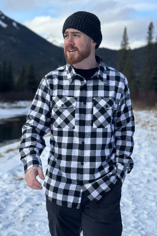 312 Men's Black and White Buffalo Check Flannel Shirt