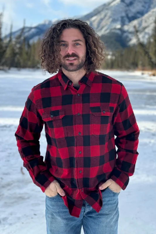 412 Men's Red And Black Large Buffalo Check Flannel Shirt