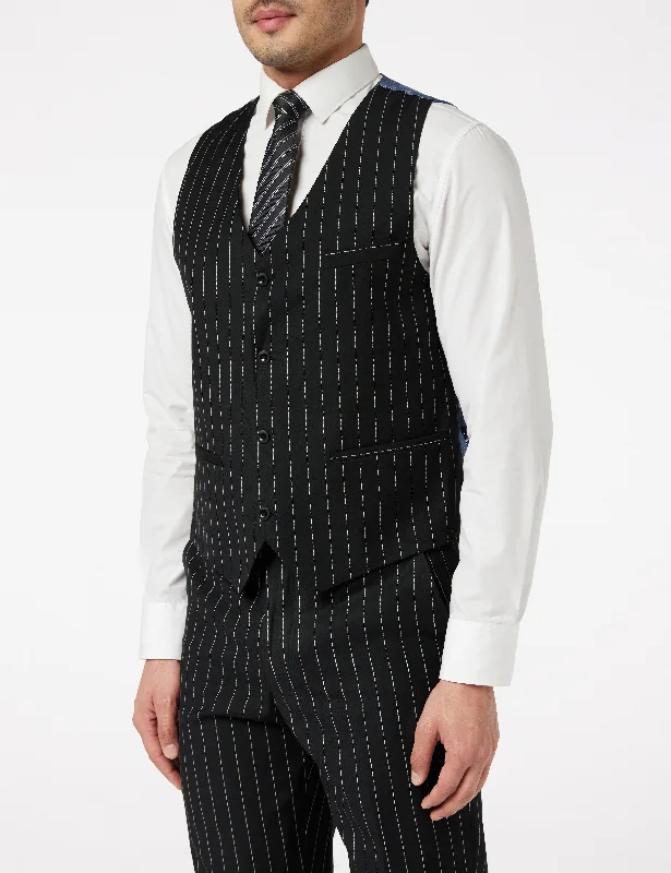 BLACK PIN STRIPE WAISTCOAT