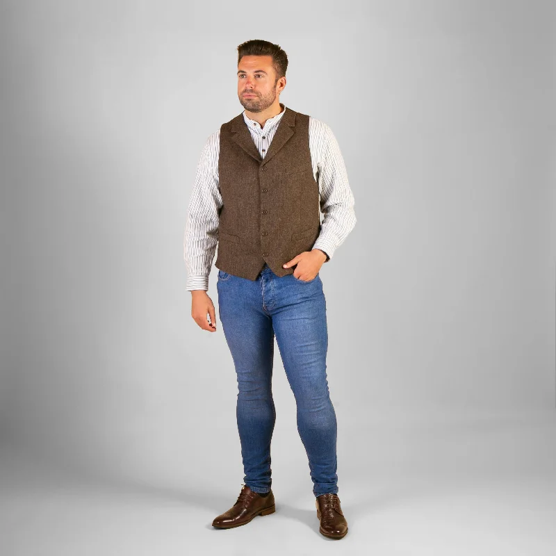 Collared Waistcoat, Brown Salt and Pepper