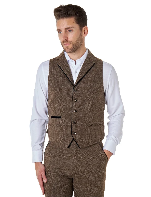 Dane Tan Tweed Collar Waistcoat