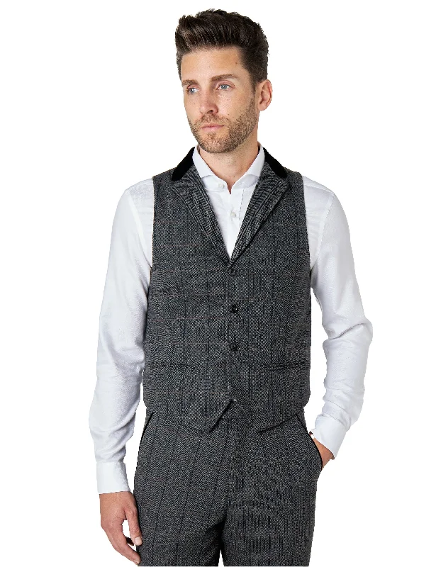 Elton Grey tweed check waistcoat