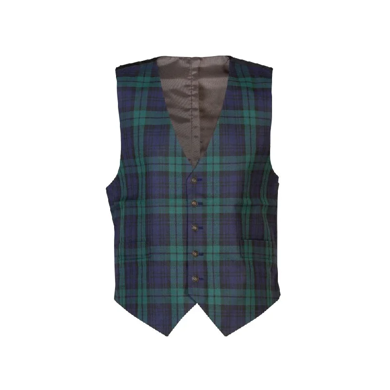 Gents Polyviscose Tartan Waistcoat - Black Watch