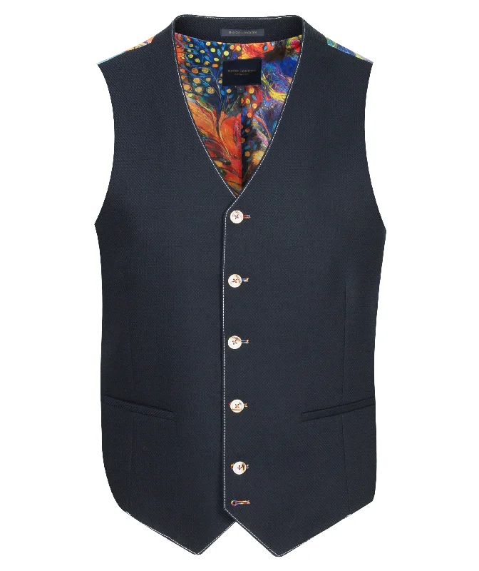 Guide London Navy Waistcoat with Stitched Details