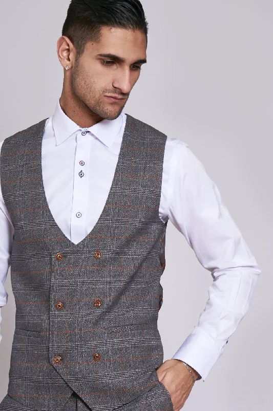 Jenson Grey Check Waistcoat | Wedding Wear | Party Wear | Office Wear