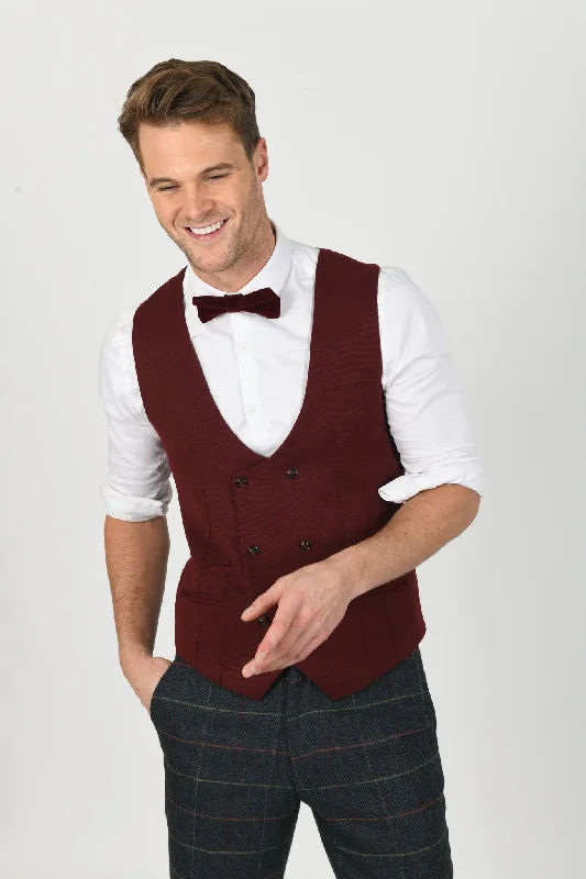 Kelly Wine Waistcoat :- Plain Waistcoats