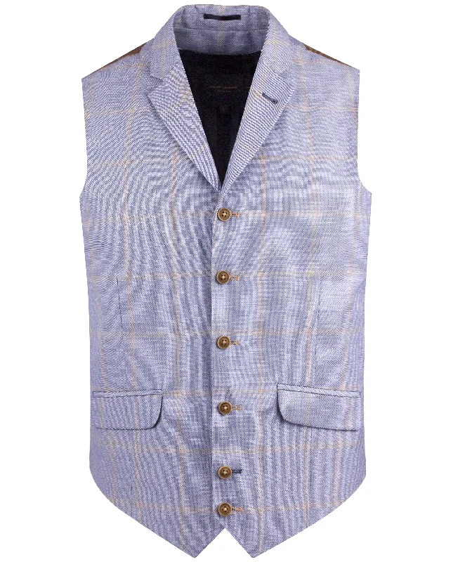 Guide London Linen Blend Check Waistcoat