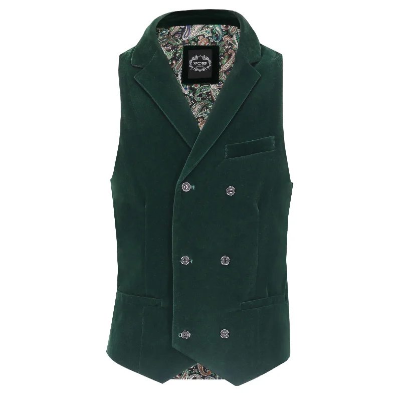 MAK- GREEN VELVET DOUBLE BREASTED COLLAR WAISTCOAT