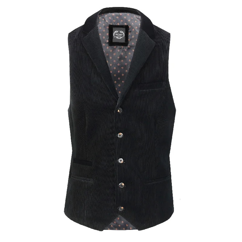 Matthew - Corduroy Black Collar Waistcoat