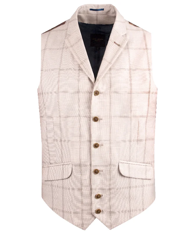 Guide London Tan Waistcoat with Brown Check