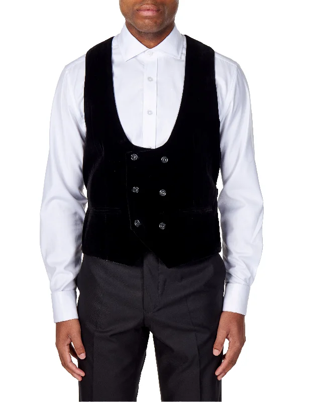 TIM Black Velvet Low U Cut Waistcoat