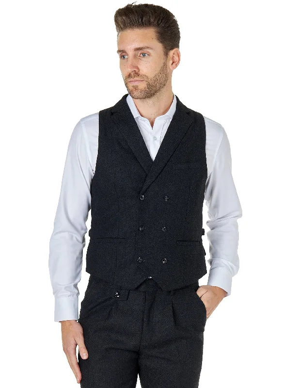 TYLER - HERRINGBONE TWEED DOUBLE BREASTED WAISTCOAT