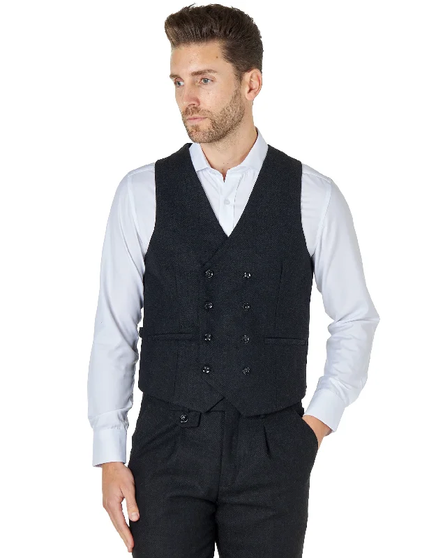 Tyler - Tweed Double Breasted Dark Grey waistcoat