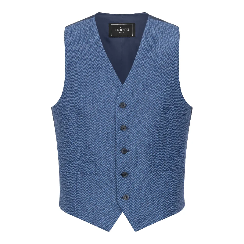 Light Blue Herringbone Michael Irish Tweed Waistcoat